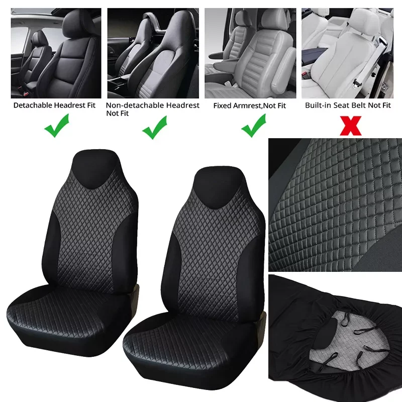 

2PCS Front Seat Covers Black Sports Seat Covers PVC Fabric Car Seat Cover Universal Interior Accessories For TOYOTA