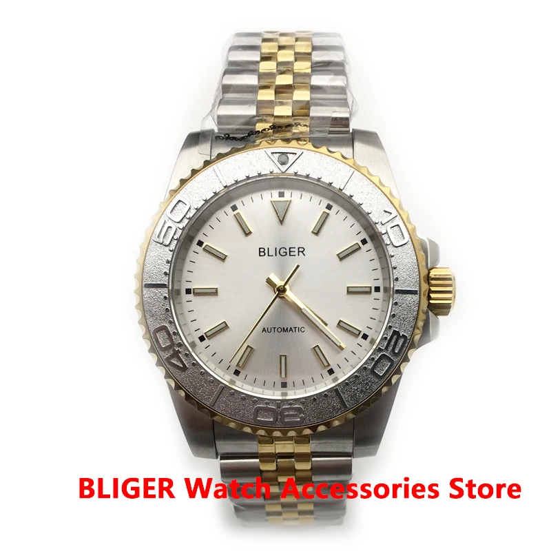 

BLIGER 40mm Sterile White Dial NH35 MIYOTA 8215 PT5000 Relogio Masculino Automatic Men's Watch Sapphire Glass Fluted Bezel