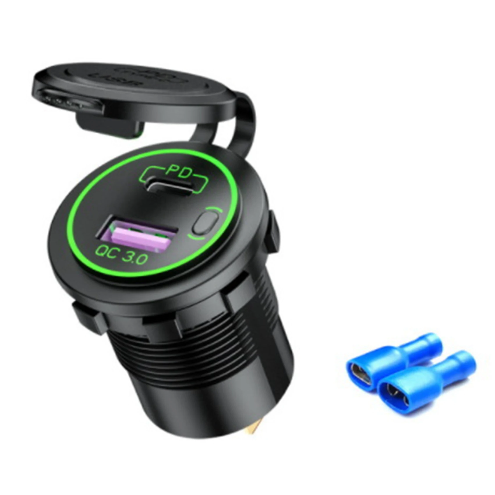 

Автомобильное зарядное устройство с выключателем и USB-портом типа C/QC 3,0