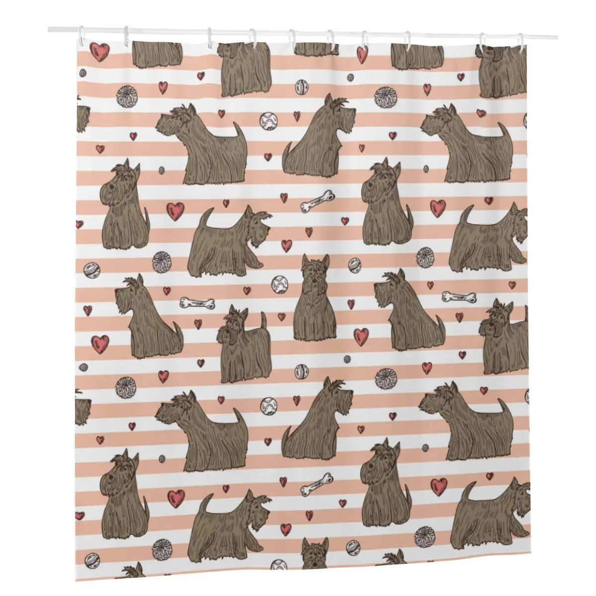 

Scottish Terriers Shower Curtains Gift for Animal Dog Lover Bathroom Polyester Frabic Bath Curtain with Hook set