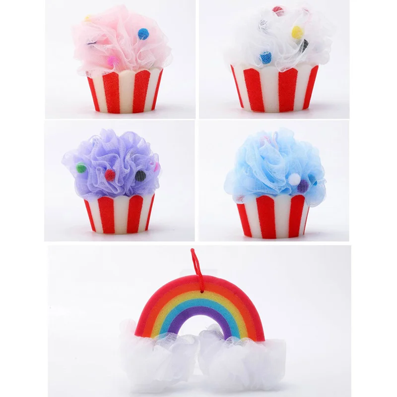 

Bath Shower Sponge Balls Ice Cream Shape Bathing Sponge bath brushes Cleaning Shower Brush Body Scrubber bathroom sponge