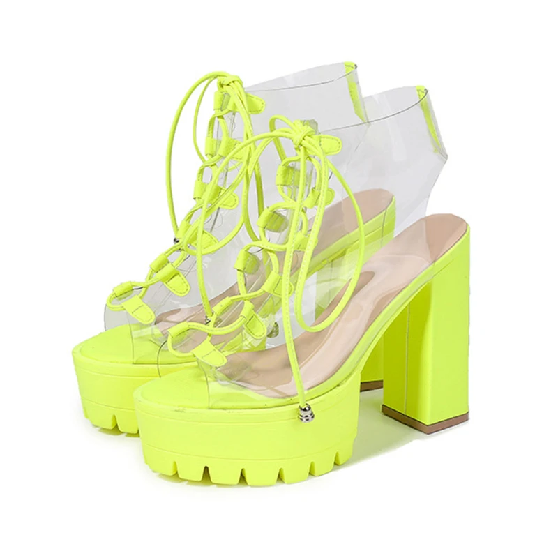 Босоножки Comemore прозрачные из ПВХ на шнуровке с открытым носком