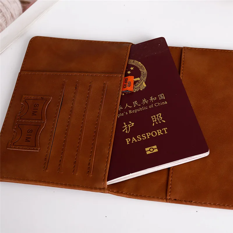 Elastic Band Leather Passport Cover RFID Blocking for Cards Travel Passport Holder Wallet Document Organizer Case Men Women