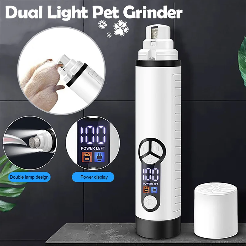 New Electric Pet Nail Clippers LED Lighting 3 Speeds Dog Nail Grinders USB Rechargeable Cat Paw Nail Claws Cutter Trimmer Tools