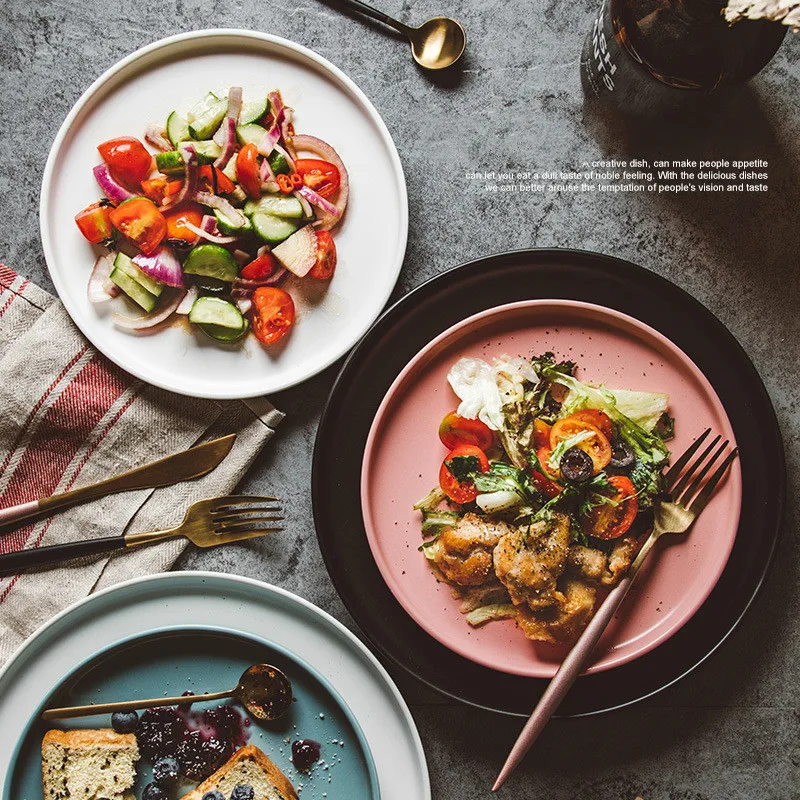 

Креативная глазурованная тарелка для стейка в западном стиле, керамическая тарелка для завтрака в скандинавском стиле, практичная посуда, простая и модная