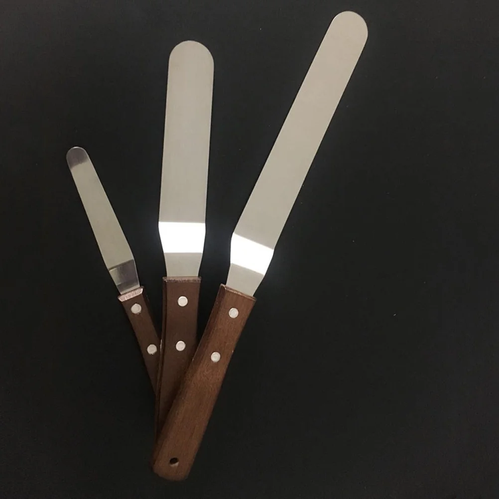 

3 PCS Pie Server Cake Cutting Set Frosting Spreader Bent Icing Spatula Cake Cream Smoother Butter Spatula