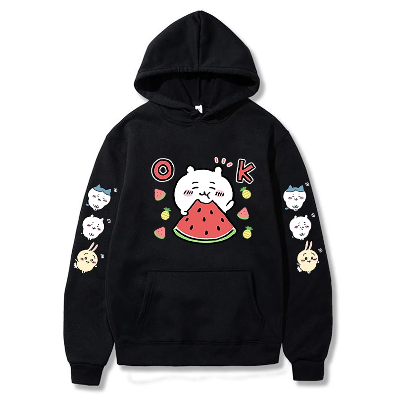 

Anime Chiikawa Watermeloen Ok Hoodie Kawaii Cartoon Girls Sweatshirt Women/Men Casual Winter Hoodies Korean Fashion Streetwear