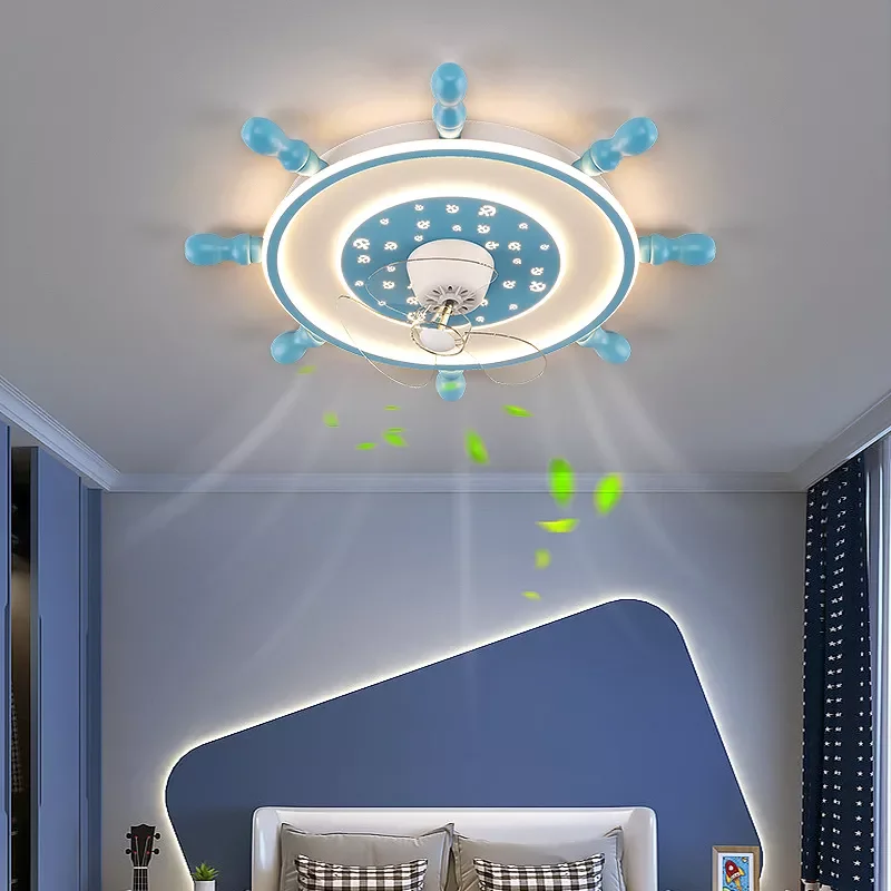 

Новый мультяшный светодиодный потолочный вентилятор с лампой для мальчиков, детской комнаты, столовой, современный светодиодный потолочны...