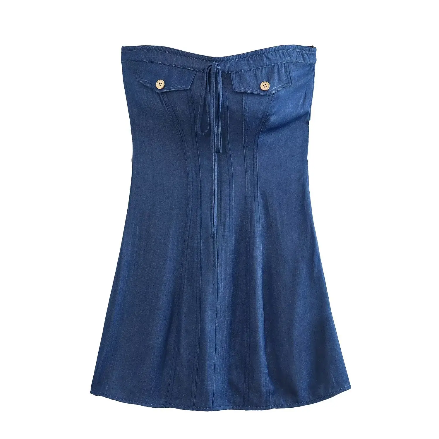 

Denim strapless blue dress summer trafing 2023 women Y2King vadiming robe maxi midi lolita sexy party dress LKD4288