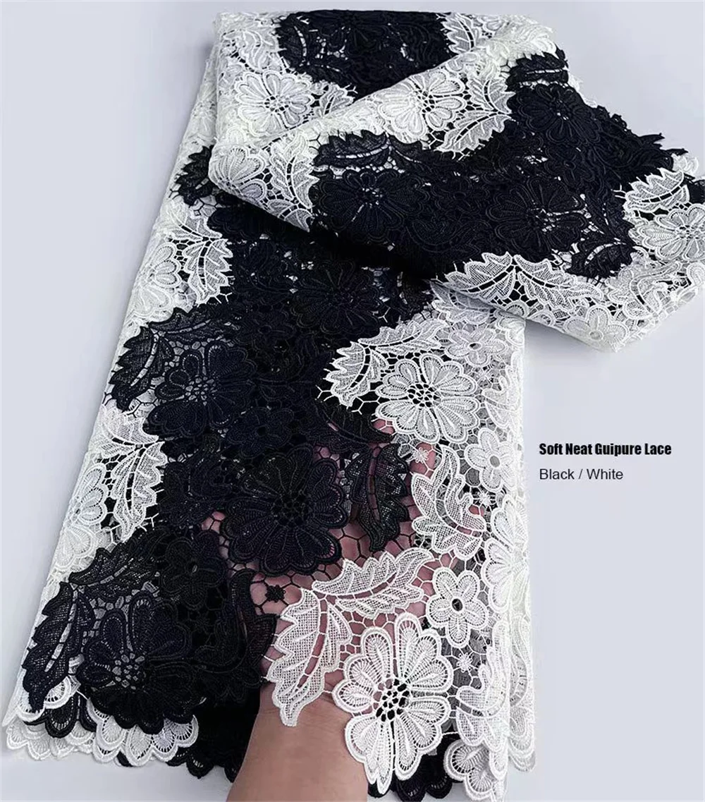 

Черно-белая кружевная ткань 2023, Высококачественная африканская кружевная ткань с блестками, вышитая ткань для свадьбы, 5 ярдов