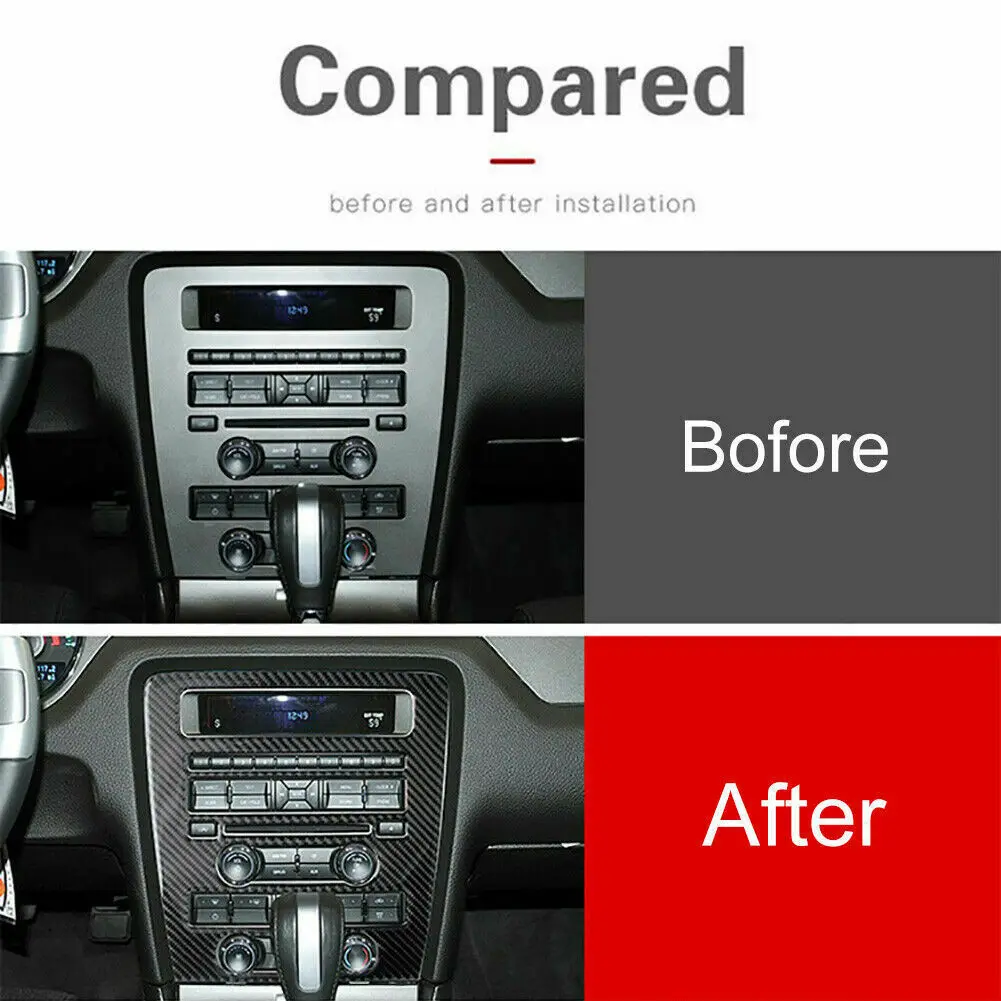 

Панель центральной консоли автомобиля из углеродного волокна, отделка салона автомобиля, аксессуары черного цвета для Ford Mustang 2009-13