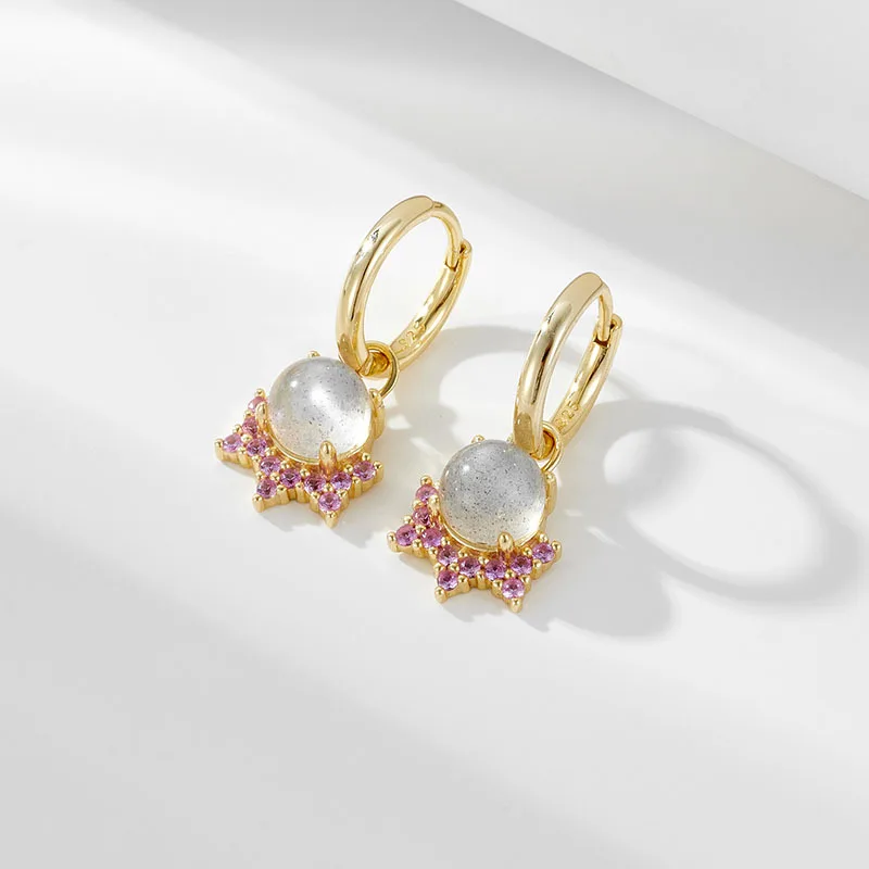 

Cross border Hot Selling 925 Sterling Silver Natural Elongated Stone Earrings and Earrings for Women in Europe and America