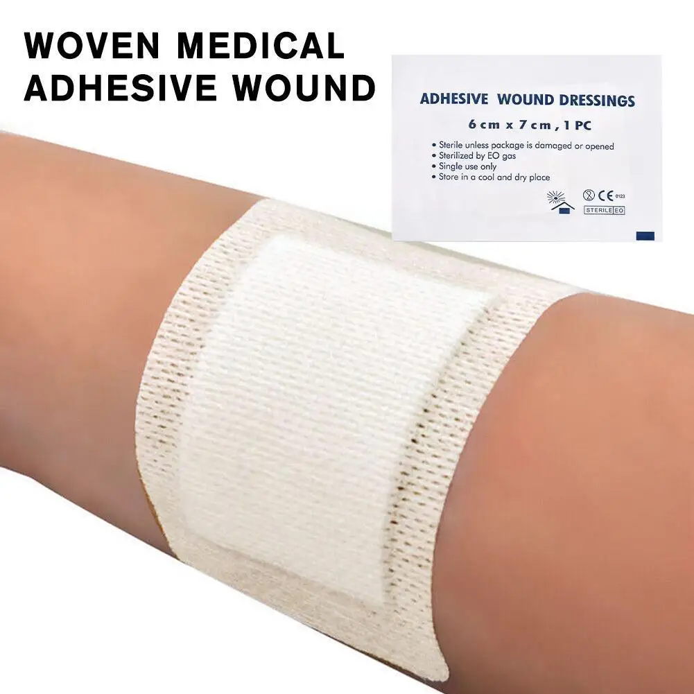 

6*7cm First Aid Hypoallergenic Gauze Needle Wound Dressing Tape Medical Non-woven Tape Patches Adhesive Fixation Bandage L5U6