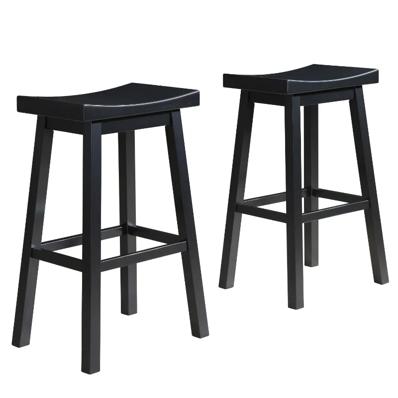 

Lakewood 29" Solid Wood Saddle Barstool - Black Seat Finish (Set of 2)