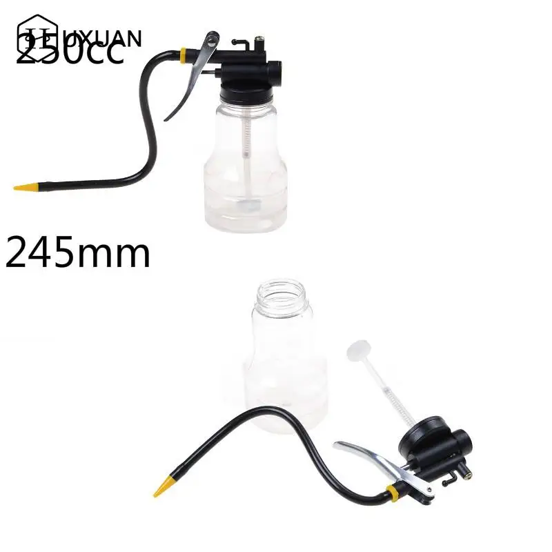 

250cc Transparent High Pressure Pump Oiler Lubrication Oil Can Plastic Machine Oiler Grease 245mm Length flex Gun
