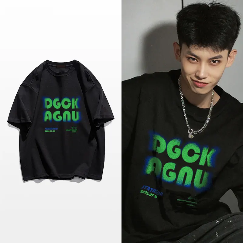 

EBAIHUI Short-sleeved T-shirts Male Alphabet Print O-neck Large Size Tee Shirt Summer Retro Casual High Street Oversized Top