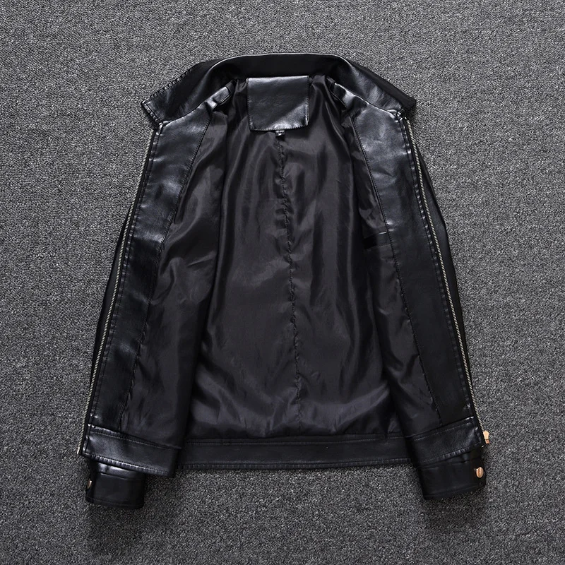 Мужская повседневная кожаная одежда осень новая молодежная личностная мода узкий лацкан куртка пальто.