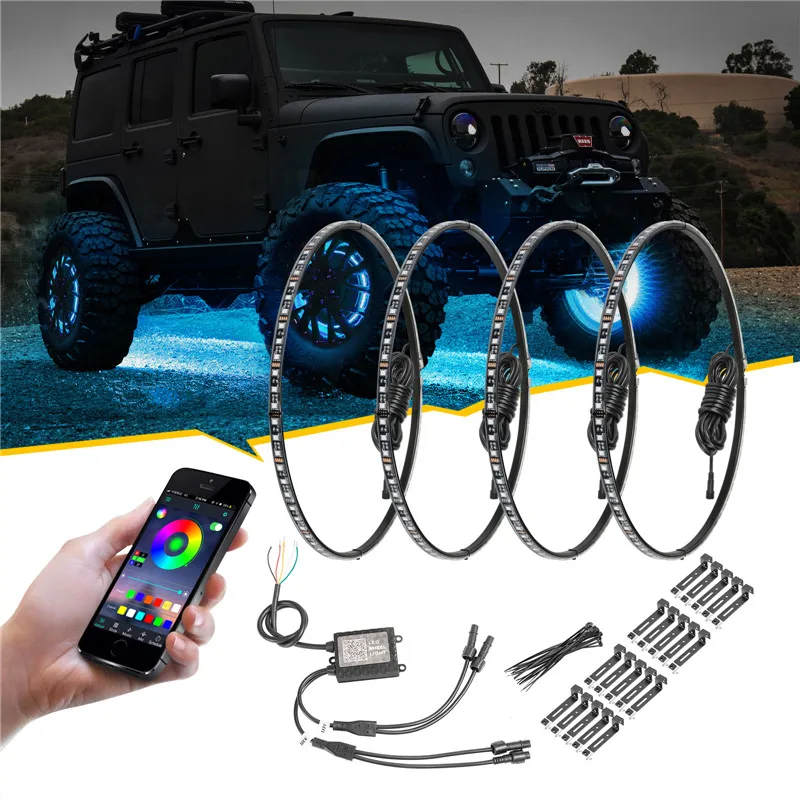 

Tire Accessories RGB Colorful APP Control With Brake Turn Signal Light Automobile Waterproof LED Wheel Lights