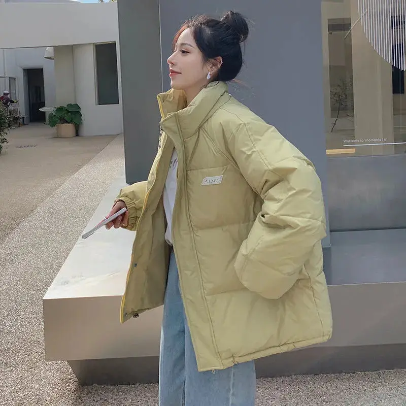 New Winter Women's Casual Plus Size Cotton Coat Korean Fashion Loose Slimming Thickened Down Jacket Women's Solid Color Coat