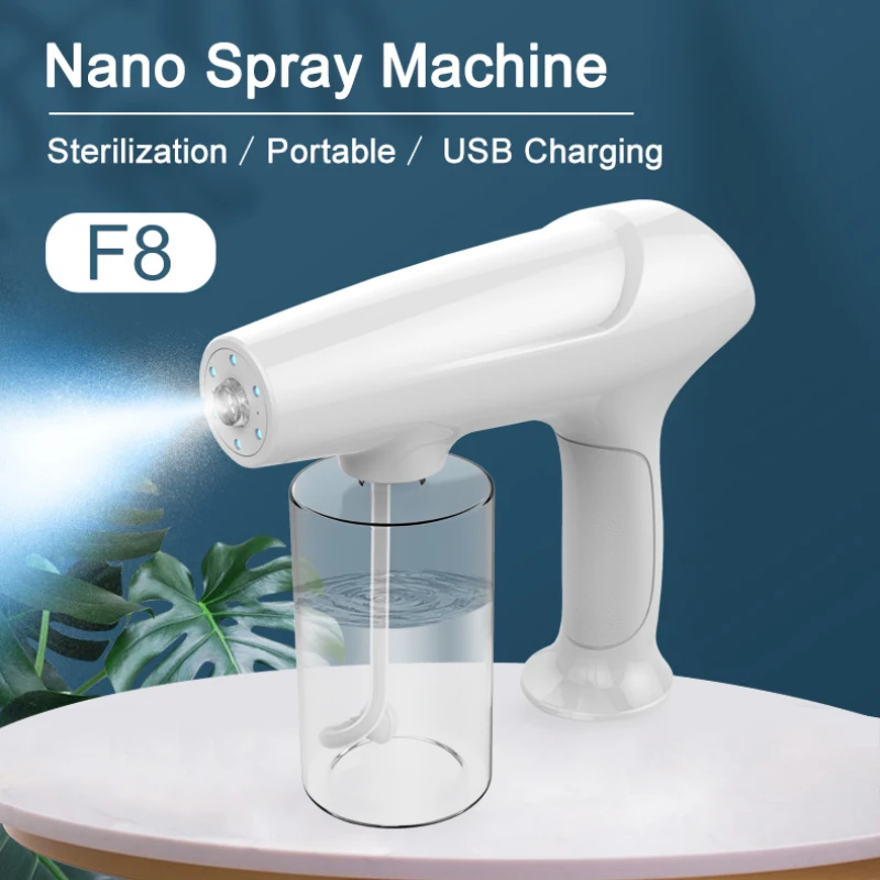 

New Garden Accessories 340ml Blue Light Wireless Nano Steam Atomizer Fogger Disinfection Water Sprayer Gun For Home Office
