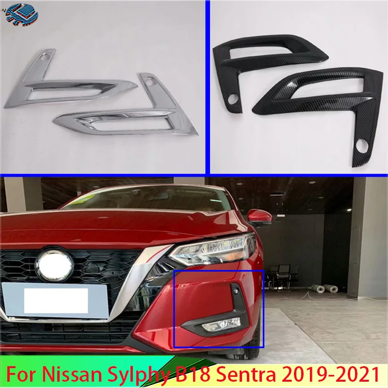 

For Nissan Sylphy B18 Sentra 2019-2021 Car Accessories Front Fog Light Lamp Cover Trim Molding Bezel Garnish Sticker