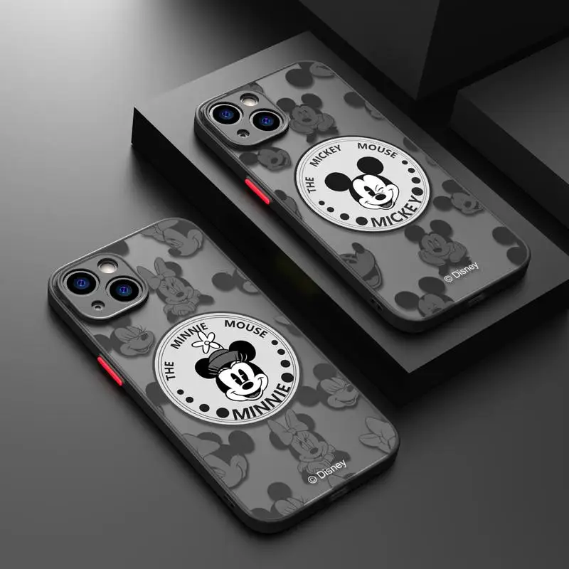 

Matte Phone Shell For iPhone 11 Case For iPhone 14 13 12 Pro Max Mini X XR Xs 8 6 7 Plus Bumper Cartoon Mickey Minnie Smile