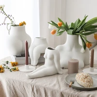 matte white ceramic human body sexy art vase creative female body flower arrangement container nordic decoration home vase