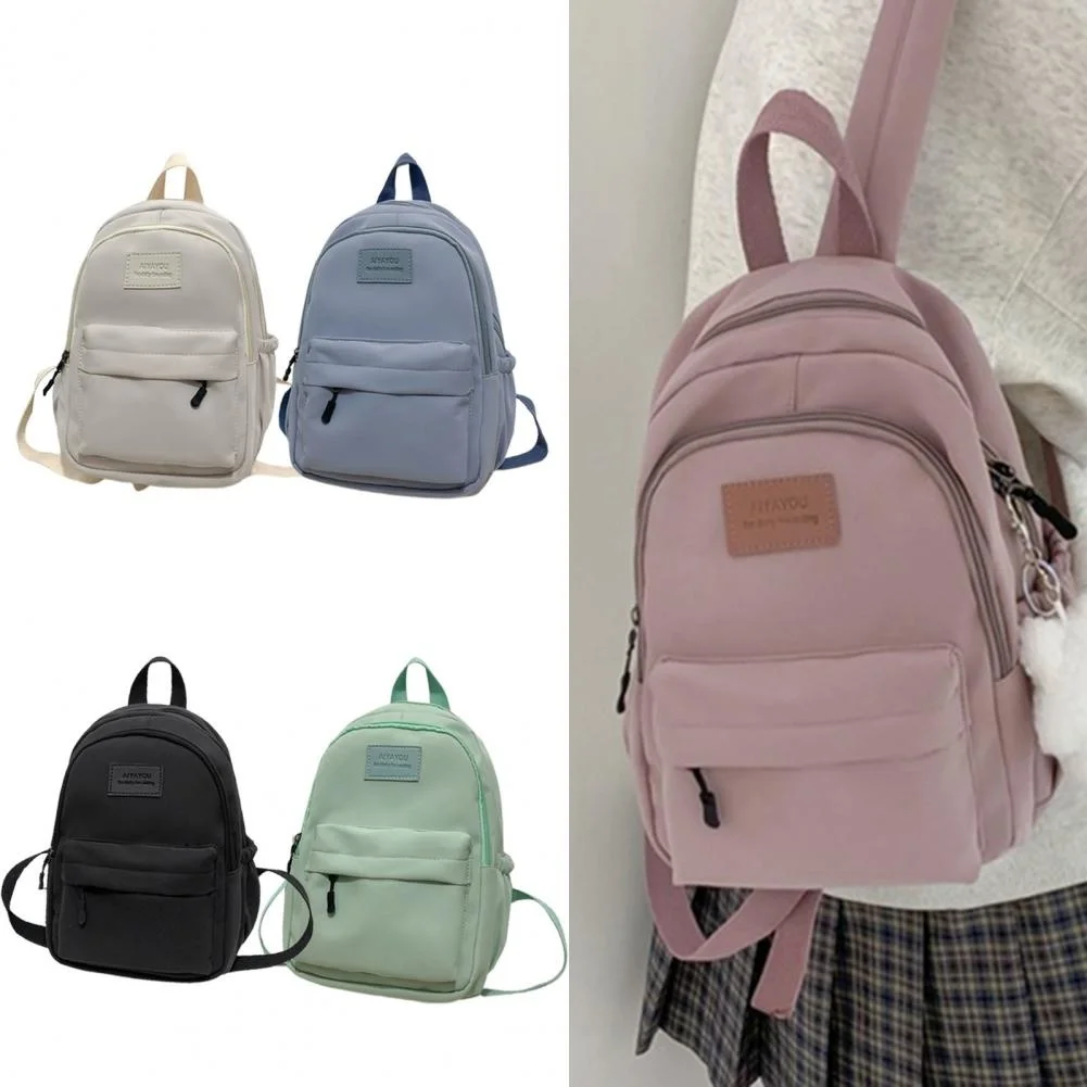 

Women's Backpack Solid Color Female Multi-pocket Casual Man Travel Bag High Quality Schoolbag for Teenage Girl Book Knapsack