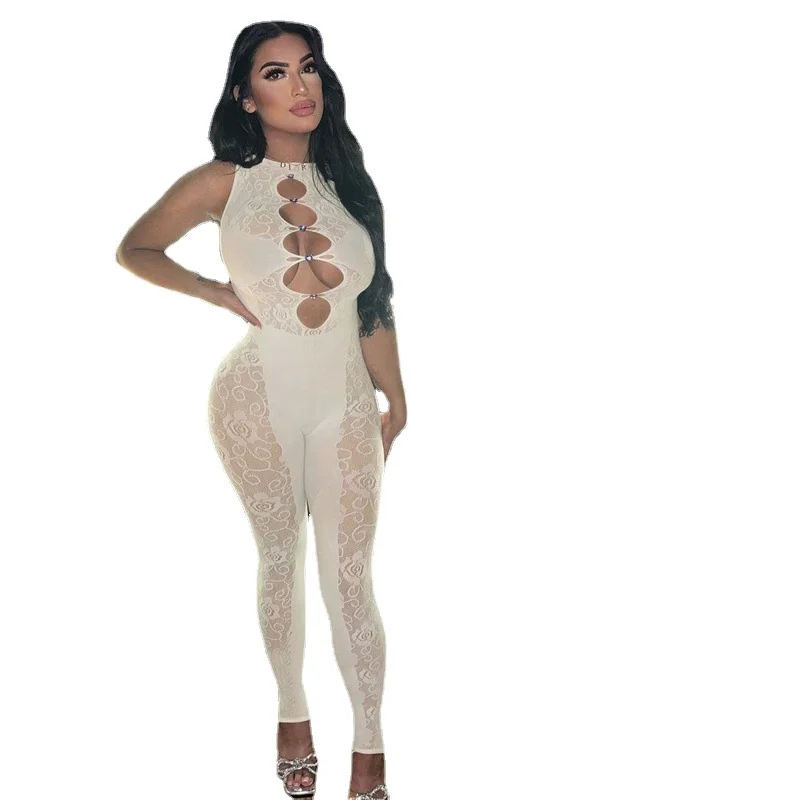 

Y2k весенне-летняя женская модная пикантная жаккардовая сетчатая одежда однотонные с вырезами высокоэластичные Колготки Комбинезон