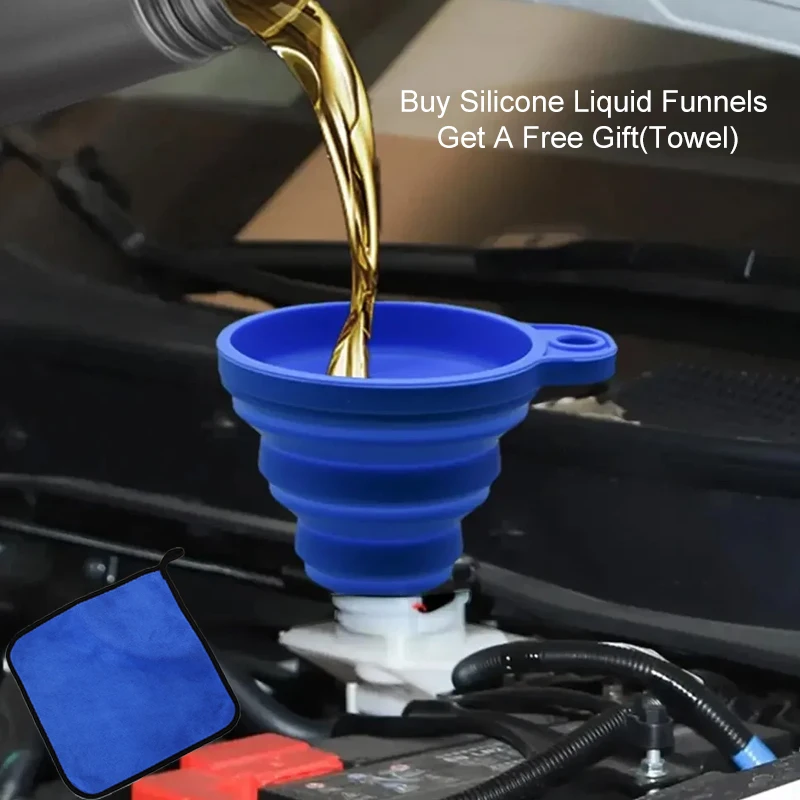 Универсальная воронка для двигателя автомобиля складные силиконовые воронки