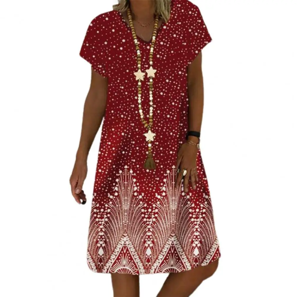 

Women Dress dresses for women 2022 Positioning Print V Neck Elegant Bright Color Loose-fitting Dress vestidos de verano mujer