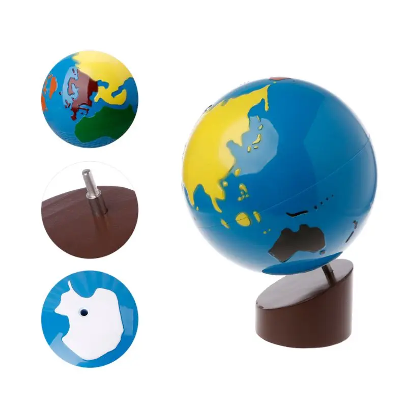 

Montessori puzzle map Geography Material Globe Of World Parts Kids Early Learning Toy
