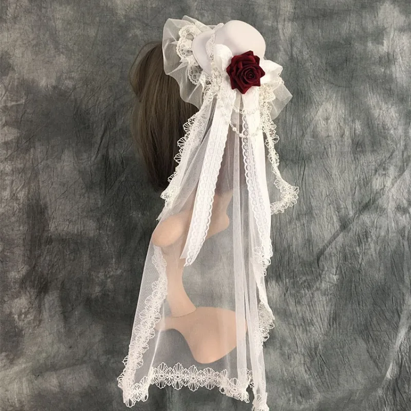 

Little Top Hat Lolita Vintage Headpiece Cross Flower Headpiece Clip Hat Vampire Evening Headpiece Top Hat Hair Clip Headpiece