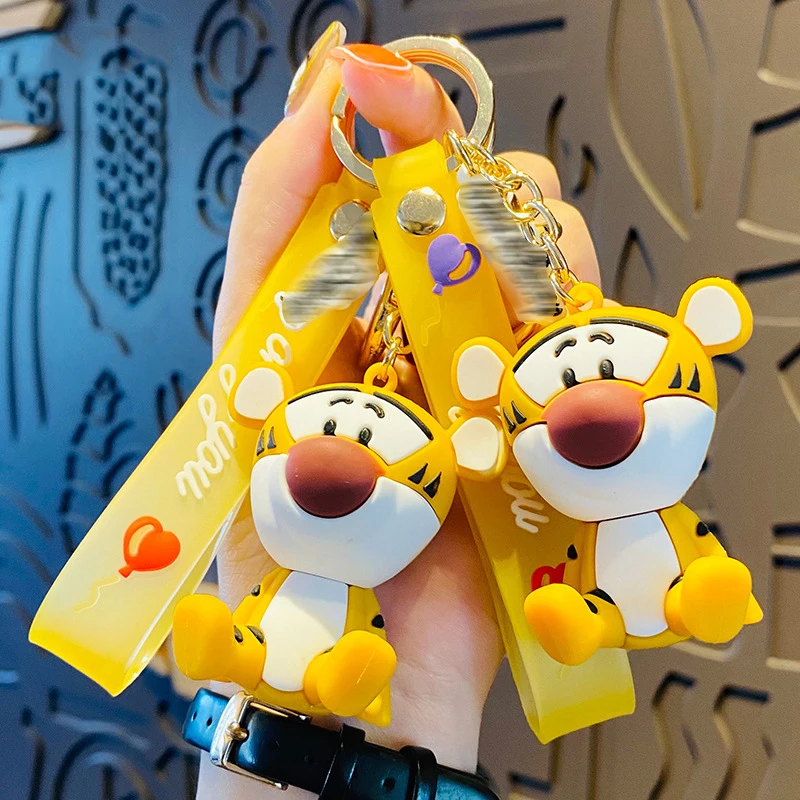 

Original Cartoon Tiger Keychain with Box Men and Women Couple Bag Pendant Keyring Gift Car KeyChain Accessories Key Ring
