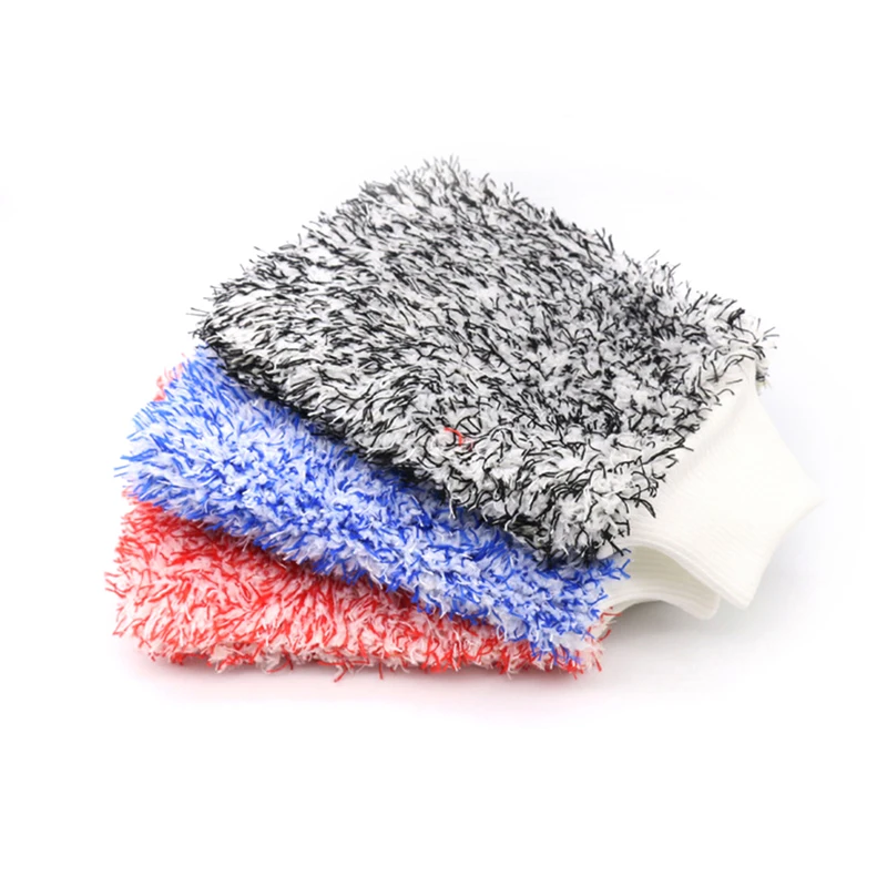 

Double-sided Thickened Plush Car Wipe Gloves Ultra Soft Mitt Microfiber Car Washing Mitt Glove Coral Fleece Car Wash Gloves