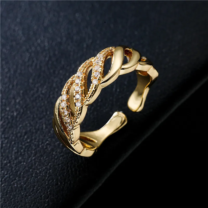 

Европейская и американская мода, индивидуальное Открытое кольцо из 18-каратного золота, кубинская цепочка, микро набор, циркониевое кольцо