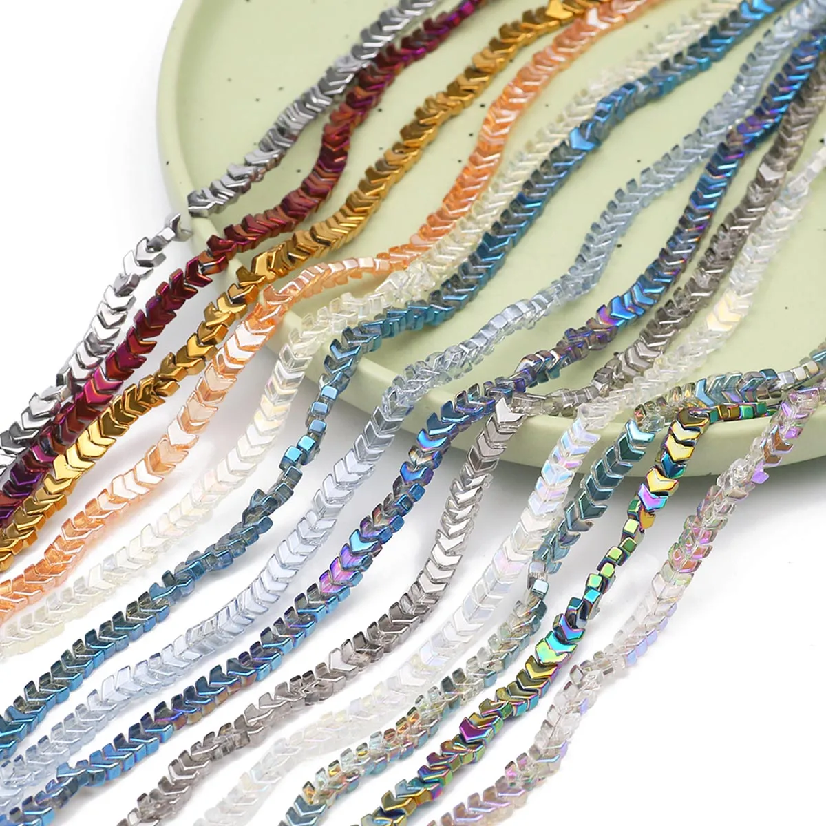 6 мм шт. V-образные стеклянные бусины с цветным покрытием