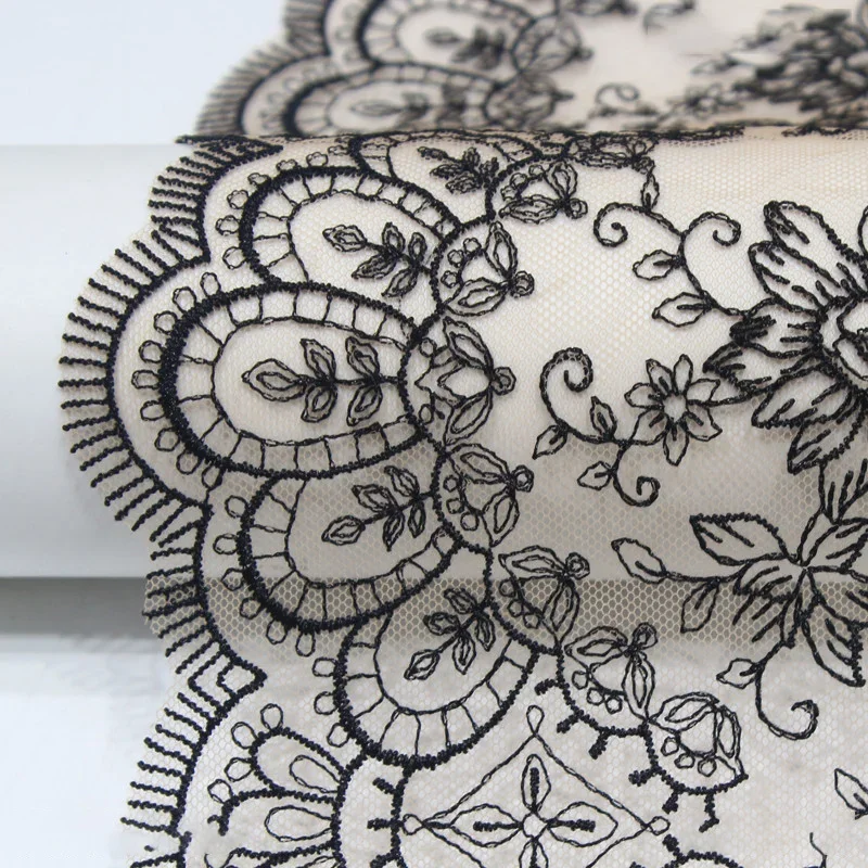 1 ярд черные цветы вышитое кружевное нижнее белье тюлевая сетка свадебное
