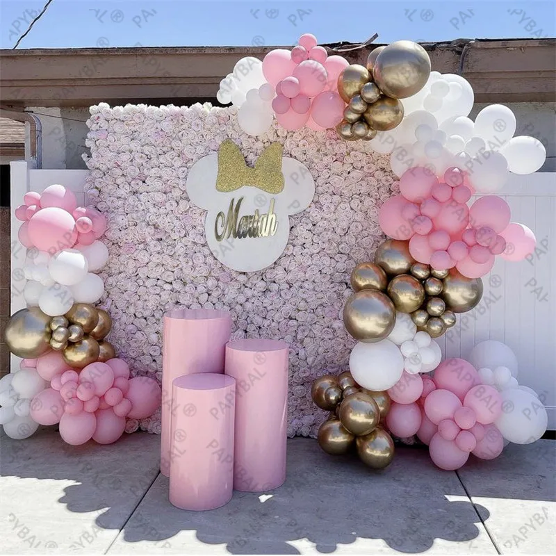 

144pcs Disney Minnie Theme Party Balloons 32" Pink Number Foil Balloon Baby Birthday Party Decorations Kids Helium Balls Toys