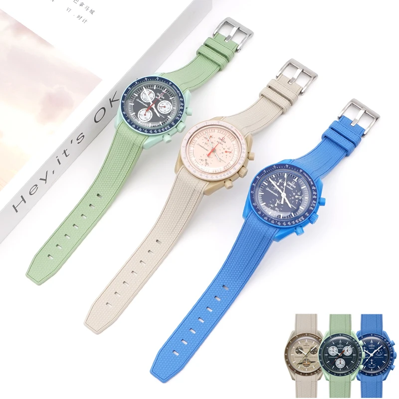 

20mm Curved End Rubber Watchband For Omega Joint Moonswatch Constellation Men Women Waterproof Sports Watch Strap Band