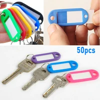 50 pcs pack key tags plastic key rings id tags name label key fob tag with split ring numbered name baggage luggage tags