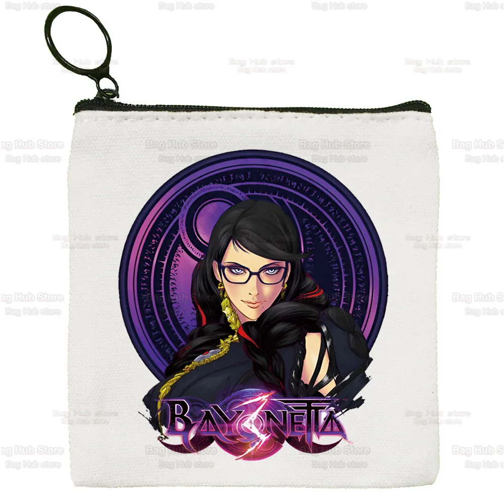 Game Bayonetta Canvas Coin Purse Custom Logo Storage Pouch Canvas Bag  New Coin Bag Key Coin Purse