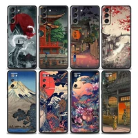 japanese style art ukiyo e phone case for samsung s7 edge s8 s9 s10 s10e lite s20 plus ultra s21fe soft silicone