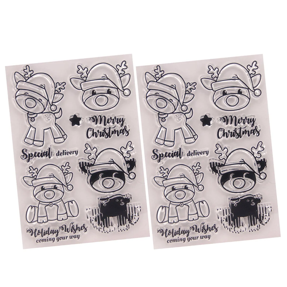 

2pcs Christmas Clear Stamps Reindeer Stamps for DIY Scrapbooking Making