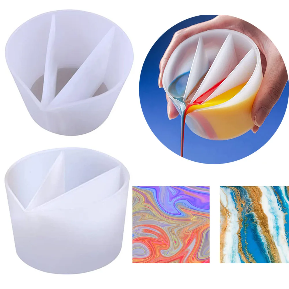 Pour Split Cup Silicone Epoxy Mix  For Paint Pouring Cups Diy Acrylic Paint Resin Mold Fluid Art Split Cups Jewelry Making Tools