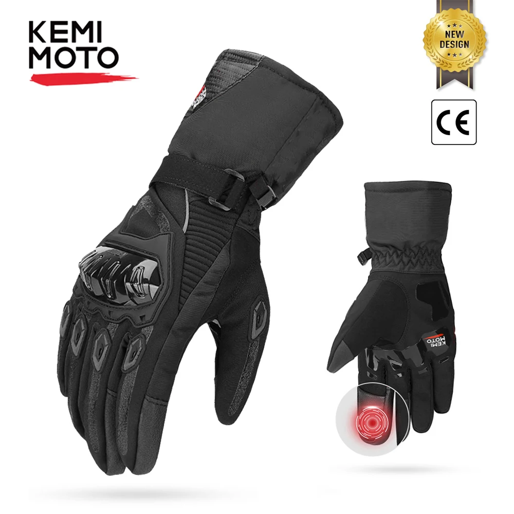 KEMiMOTO Motorcycle Gloves Winter Black Guantes Moto Invierno Warm Touch Screen Waterproof Windproof Gloves Protective
