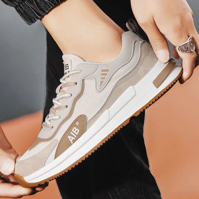 Кроссовки для мужчин Вулканизированная подошва спортивная обувь на шнуровке