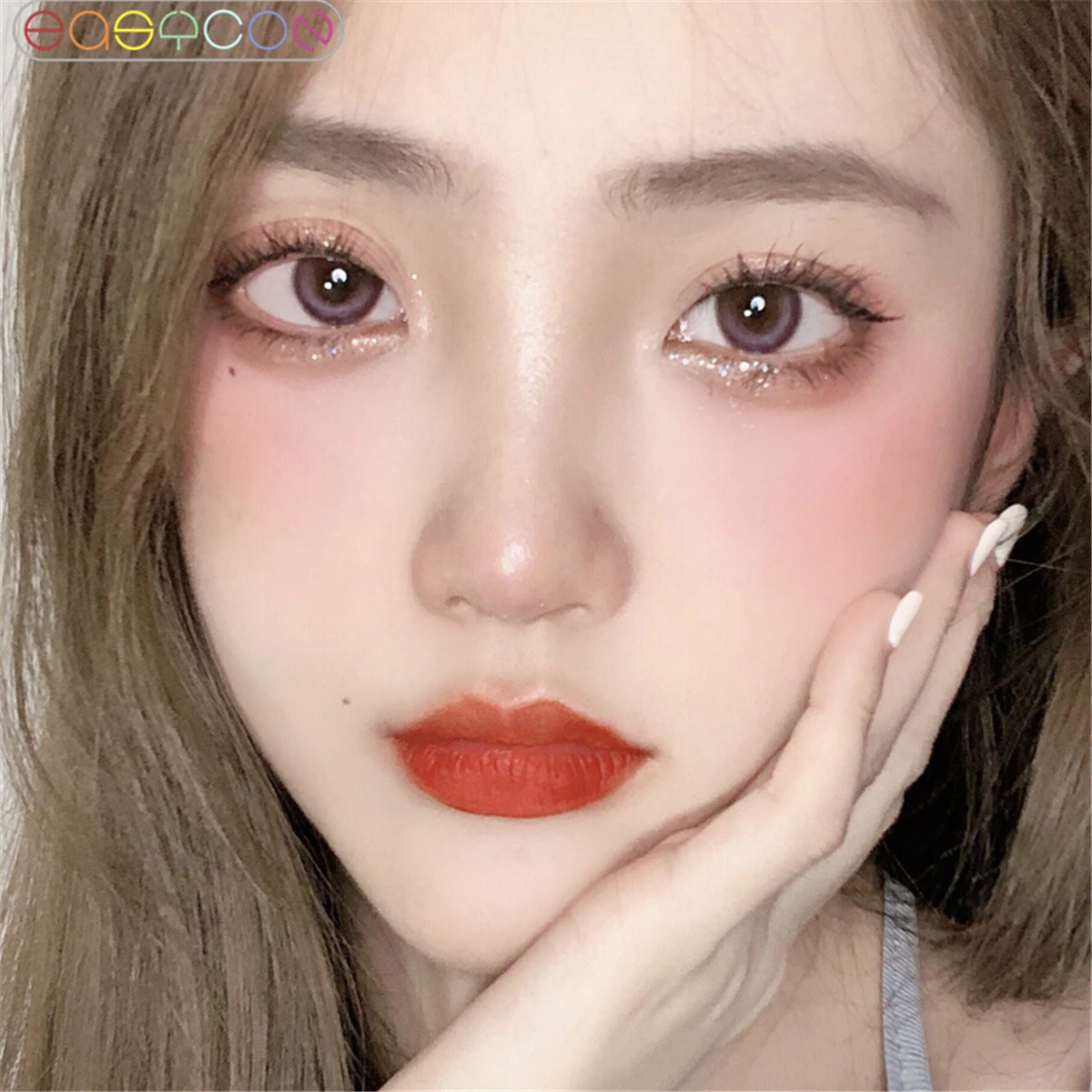 easycon half brown moon colored contact lenses for eyes yearly natural looking makeup small pupil exclusive 2pcspair soft eyes free global shipping