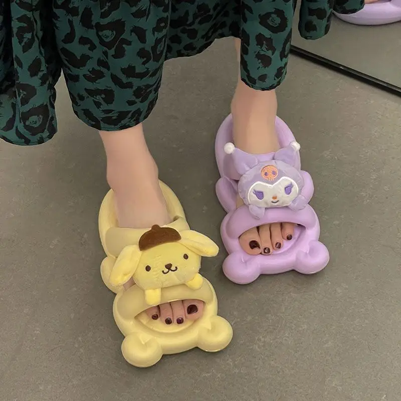 

Kawaii Anime Sanrio My Melody Cinnamoroll Kuromi Summer Ladies Sandals Cute Cartoon Casual Muffin Sole Slippers 2023 Hot Style