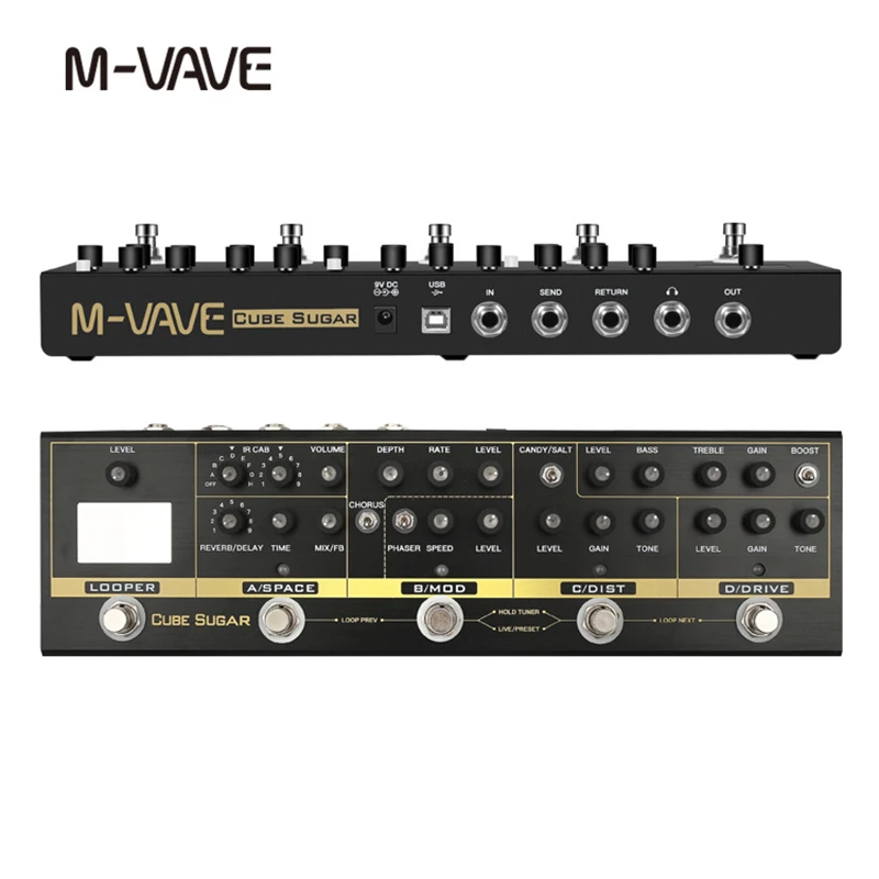 

M-vave Cube сахарная гитара, многофункциональный процессор с ИК-цифровым эффектом, с задержкой, реверберацией, аналоговый Overdrive, процессор для хора и Phaser, цитарный процессор